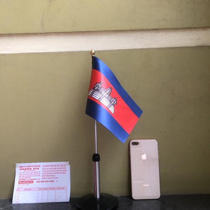 Cờ để bàn inox đen đơn Quốc kỳ Campuchia
