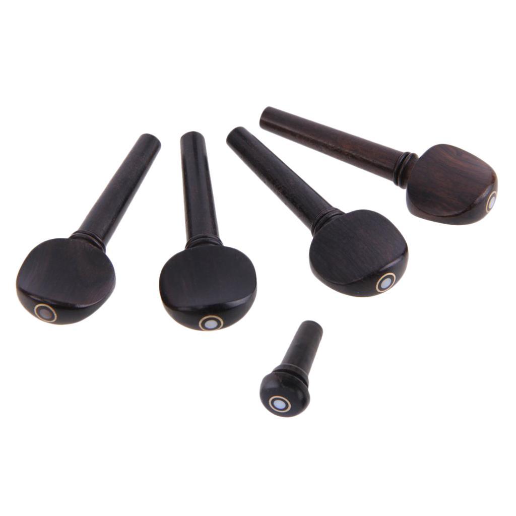 1 Set Fiddle Violin Bridge Tuning Peg Endpin for 4/4 Full Size Violin Replacement Parts