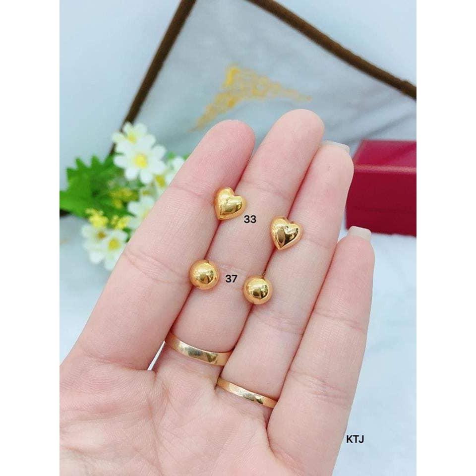 Bông khuyên tai bi vàng nhiều size 3li,5li.10li nam nữ chốt nụ đeo được nhiều kiểu, vành trên cá tính,phụ kiện an chi