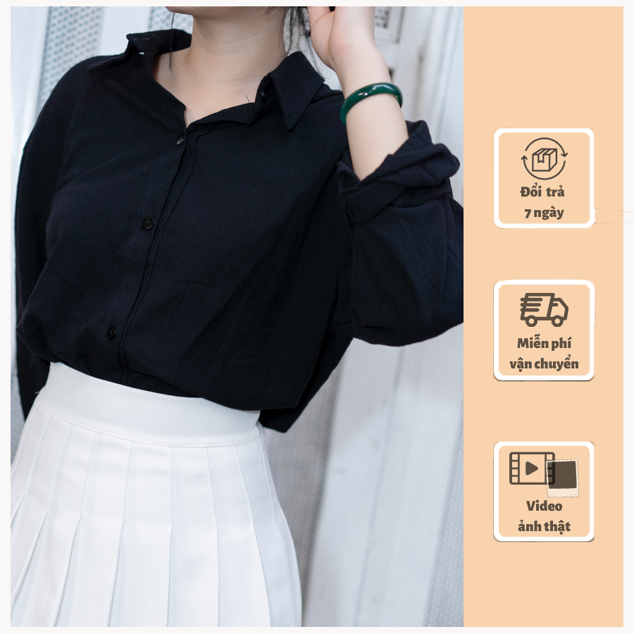 Áo sơ mi nữ dài tay basic dáng ôm form rộng  cực xinh thiết kế thời trang công sở SM1