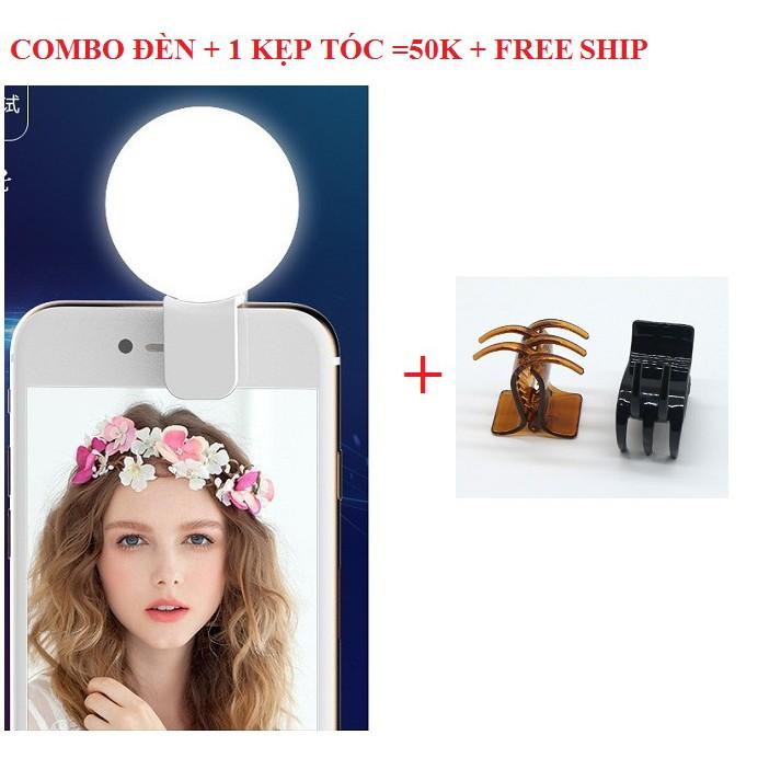 Đèn LED Kẹp Điện Thoại Hỗ Trợ Chụp Hình Selfie Pin Sạc USB