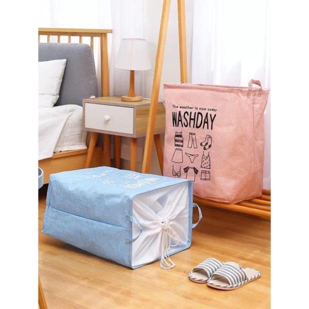 Túi Đựng Chăn Màn, Quần Áo Khung Thép Washday Siêu Lớn 2 Kích Thước, Chống Ẩm Mốc, Tiết Kiệm Diện Tích