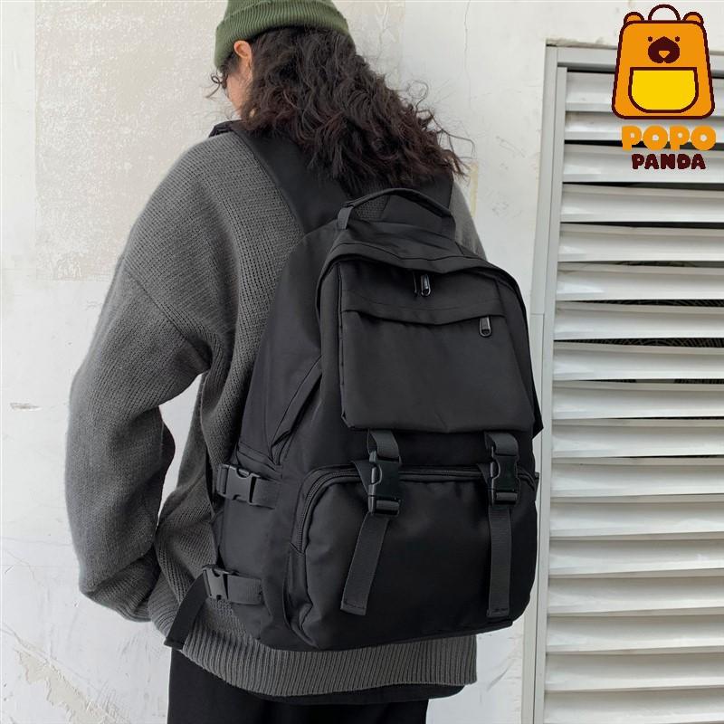 Balo thời trang unisex ulzzang chống nước Black cá tính PopoPanda BL019