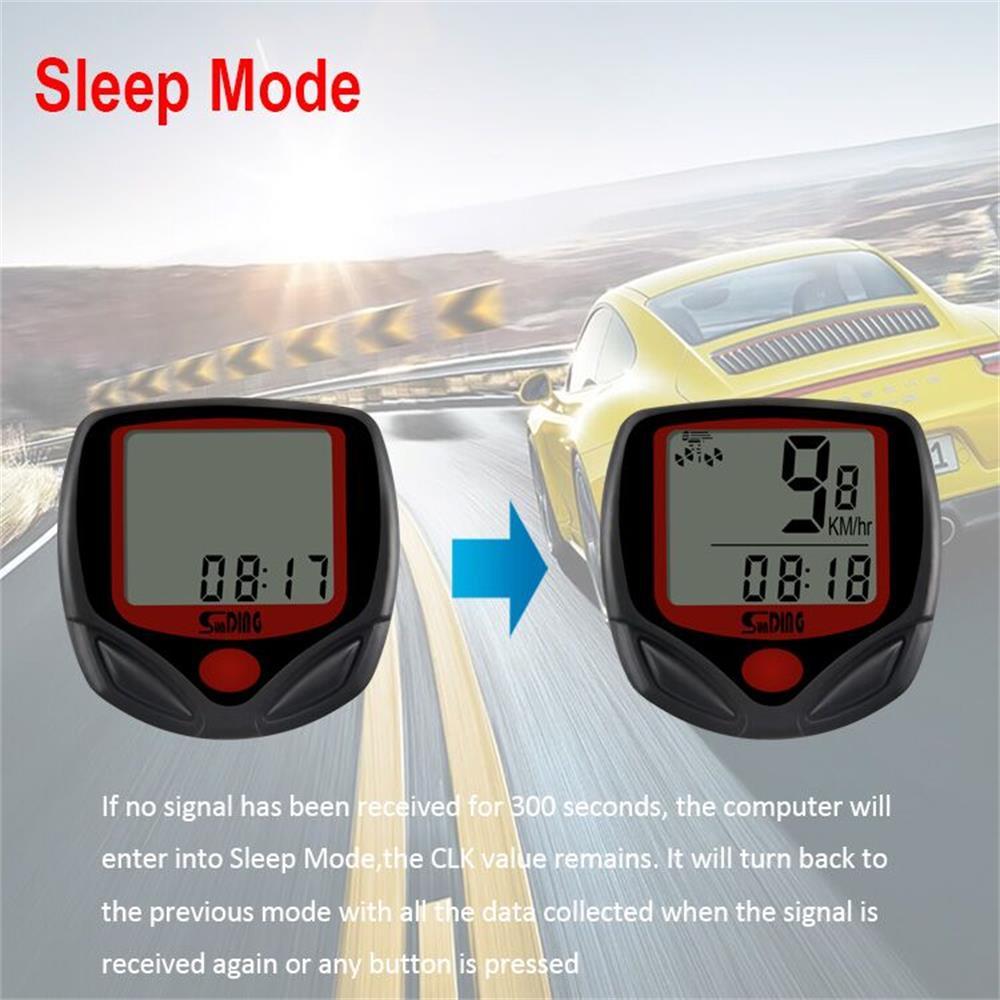 Máy đo tốc độ đi xe đạp có dây Sunding Màn hình LCD cho xe đạp leo núi với đèn nền màu xanh lá cây