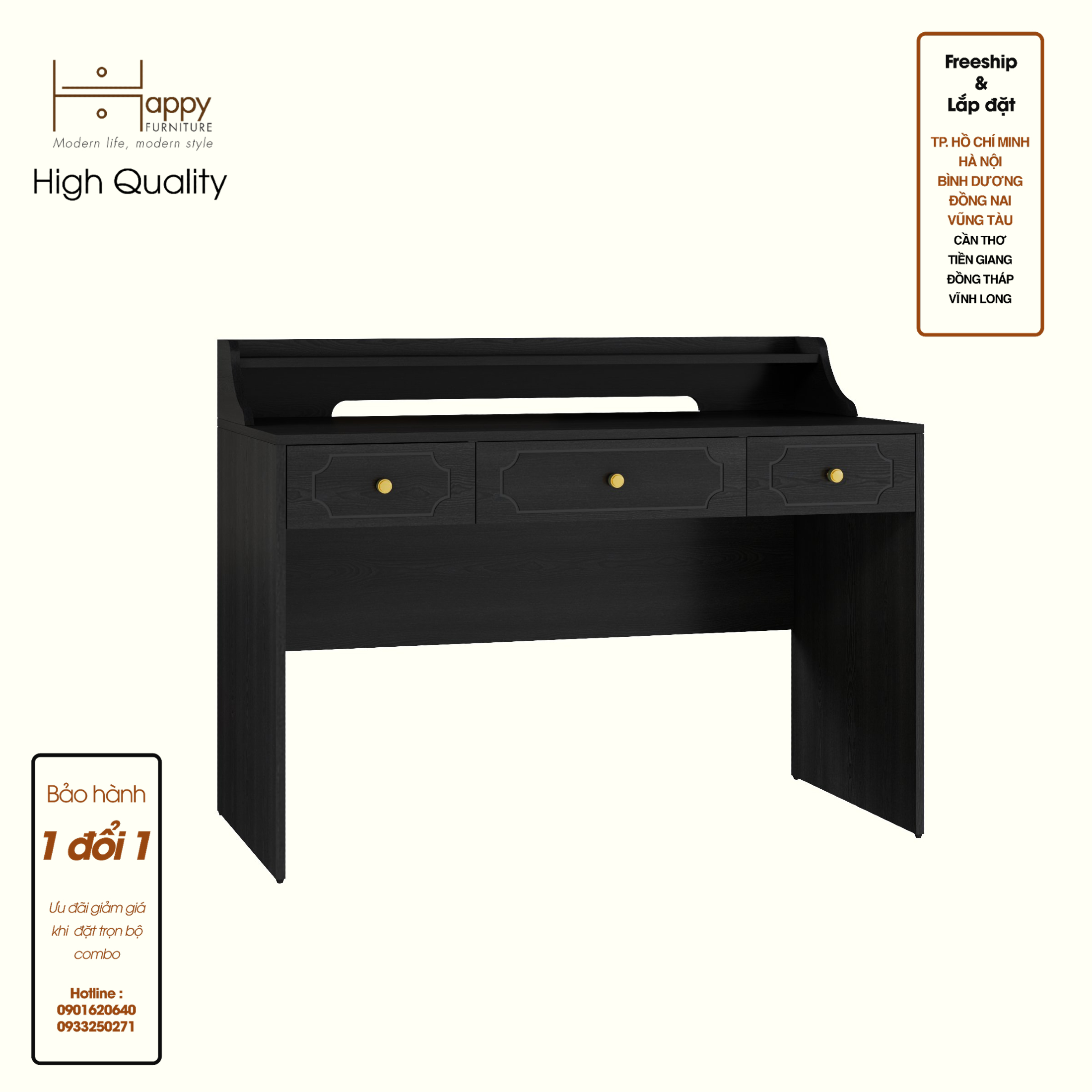 [Happy Home Furniture] NERIS, Bàn làm việc 3 ngăn kéo , 120cm x 59cm x 90cm ( DxRxC), BAN_075