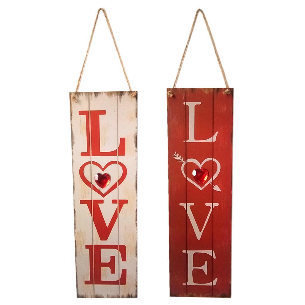 Wedding Valentine's Day Decor Wooden Hanging Gift Plaque Love Sign Red