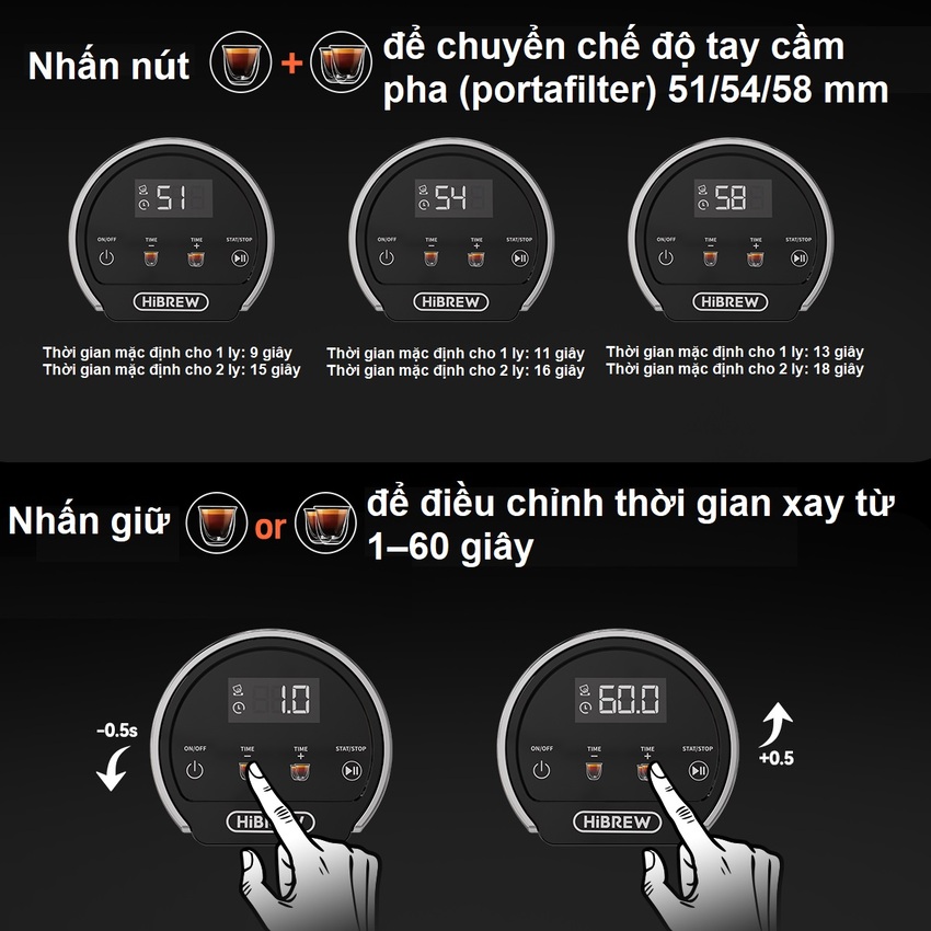 Máy xay hạt cà phê Espresso chuyên nghiệp thương hiệu Mỹ cao cấp HiBREW G3 Plus 31 cấp độ xay - Công suất 180W - Hàng nhập khẩu