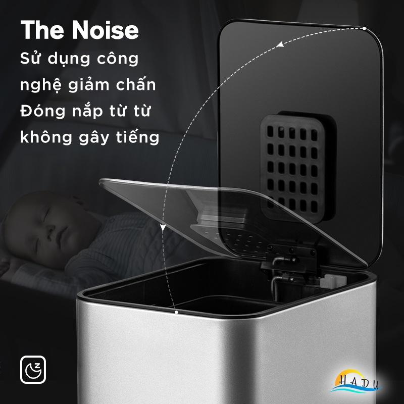 Thùng Đựng Rác Nhà Vệ Sinh Nhà Bếp Có Nắp Cao Cấp Inox 9 Lít Khử Mùi Than Hoạt Tính Chống Bụi Bẩn CCKO