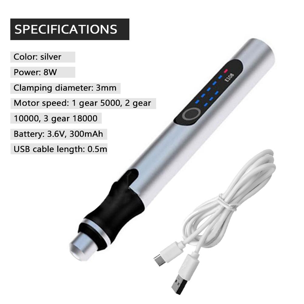 Portable Engraving Pen Mini Electric Drill Pen LED Speed Display Carving Pen Engraving Machine Graver Tools Rechargeable