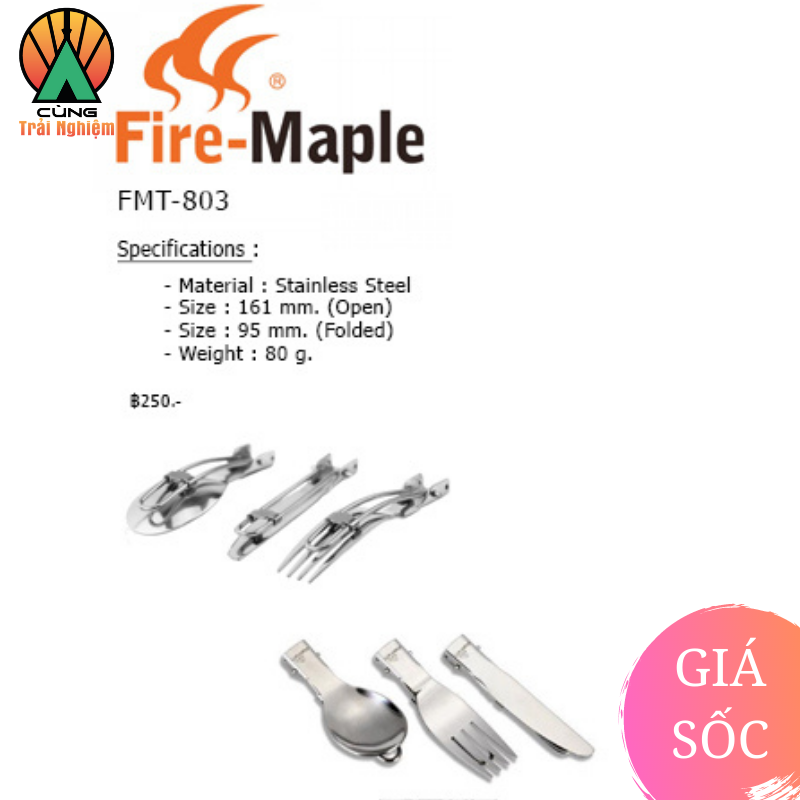 [CHÍNH HÃNG] Bộ Muỗng Nĩa Dao Gấp Gọn Chuyên Dụng Dã Ngoại Fire-Maple Cho Hoạt Động Nấu Ăn Ngoài Trời FMT-803