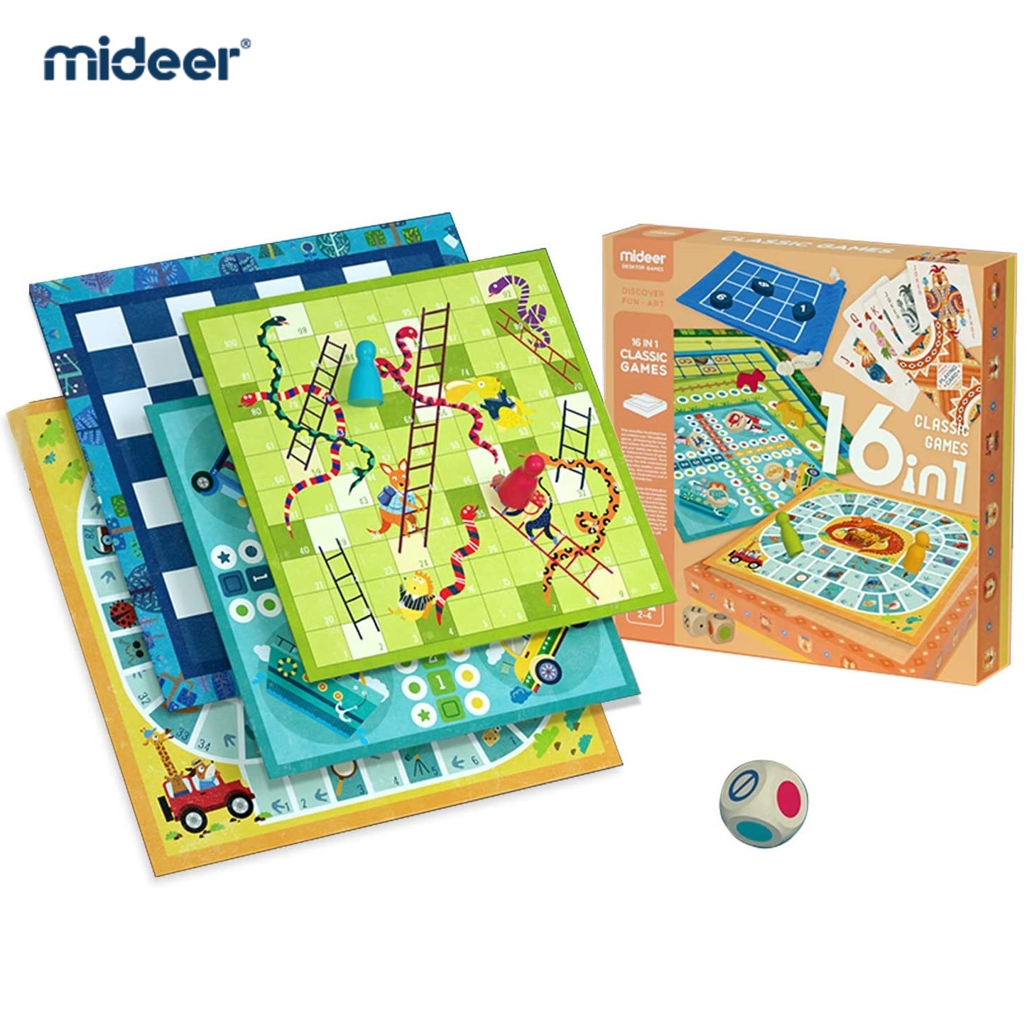 Bộ đồ chơi 16 trong 1 tổng hợp các loại cờ - chính hãng Mideer Classic Games 16 in 1 MD2038