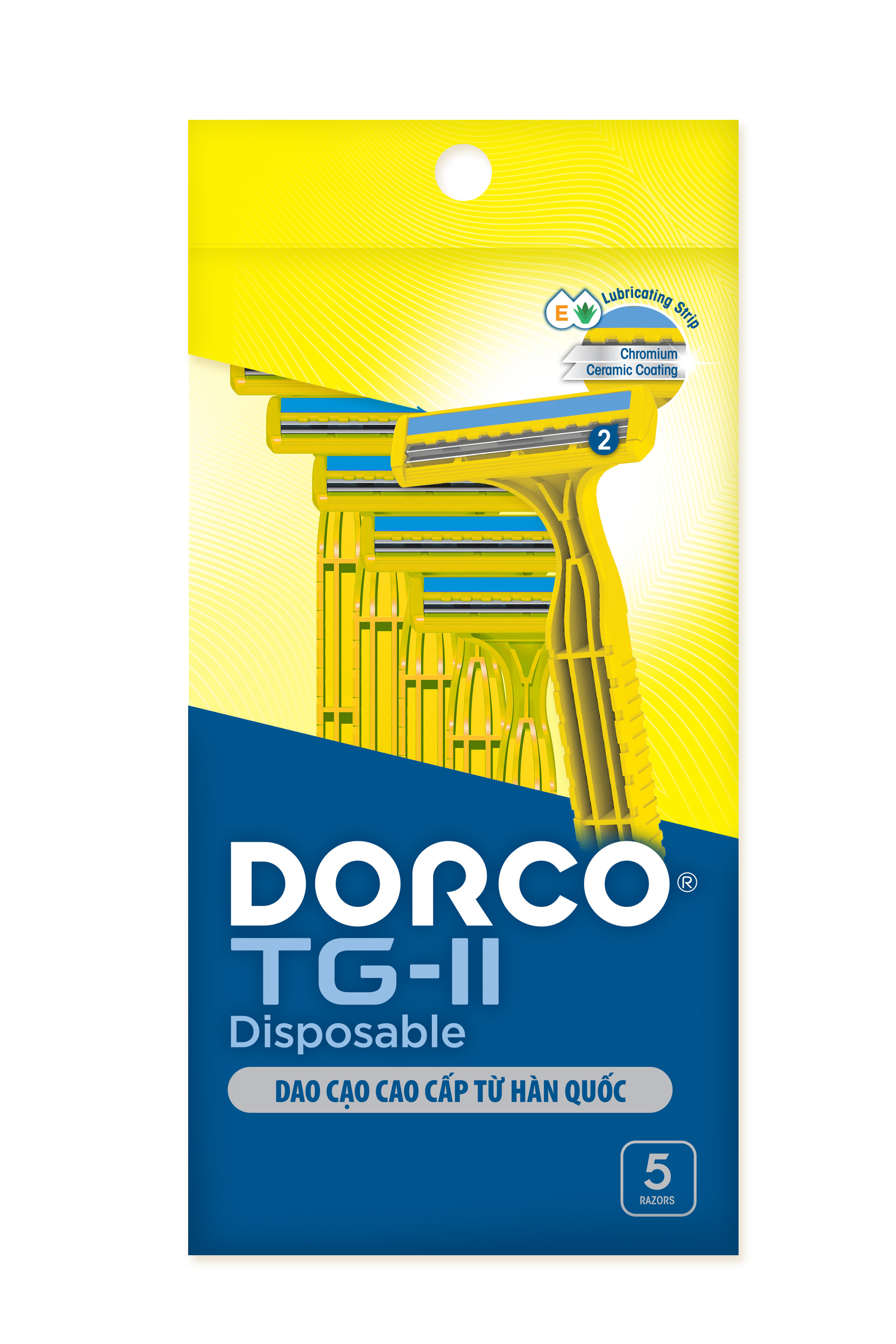 [Combo 3] Set 5 Dao Cạo Râu 2 Lưỡi Dorco TG 710YL-5P (5 Cái/Gói)