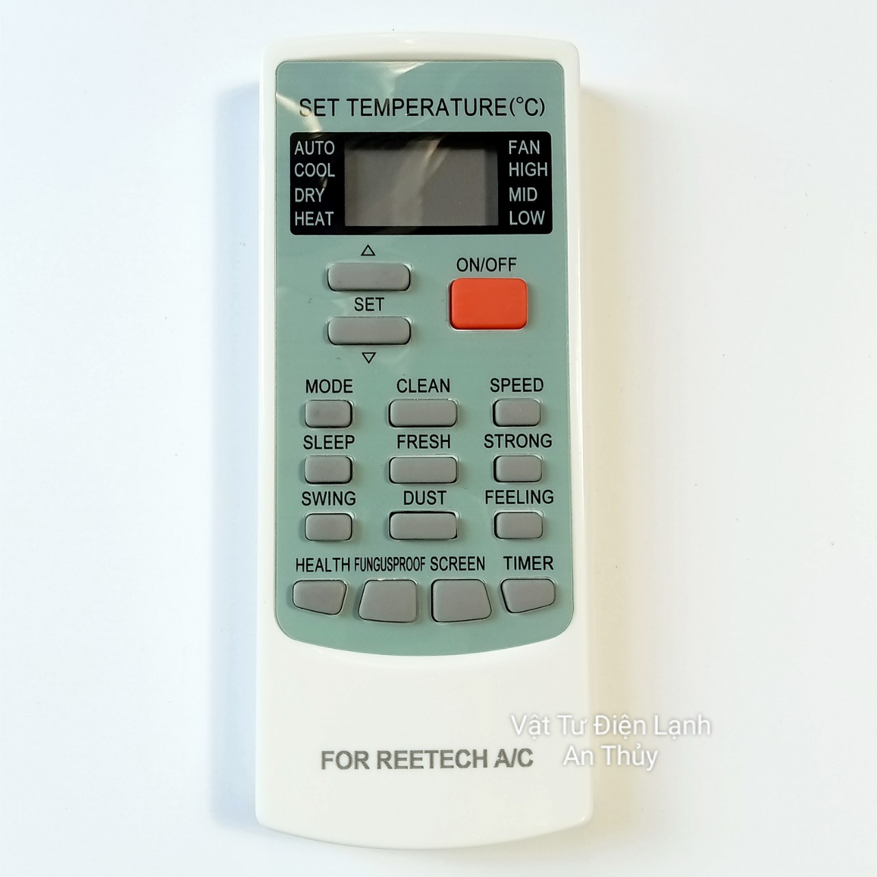 Remote máy lạnh REETECH mẫu mới nút nguồn đỏ - Điều khiển máy lạnh REETECH, Remote điều hòa REETECH, Điều khiển điều hòa REETECH