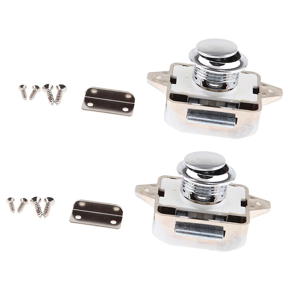 2X Nút Nhấn Khóa Chốt Móc Khóa Cho Mềm Xe Tủ Tủ Chén Bạc