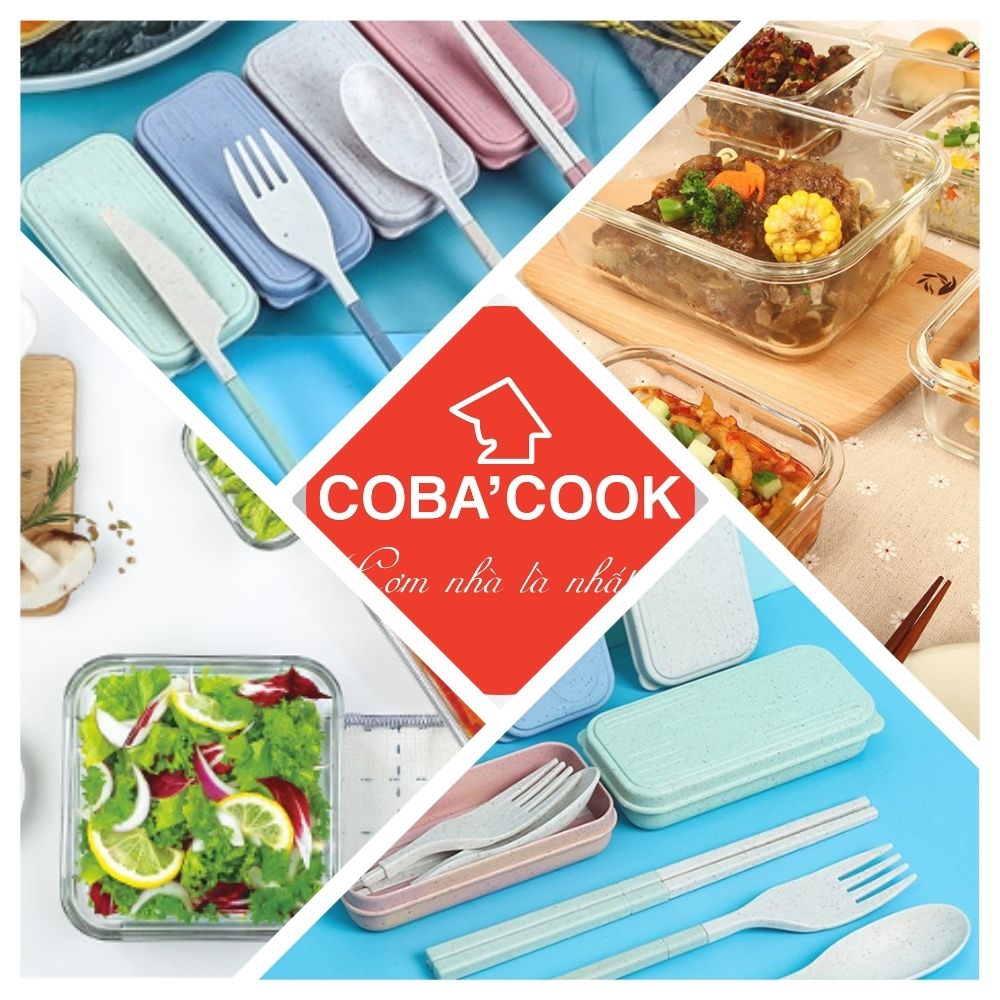 Bộ 3 Hộp Cơm Thủy Tinh Chịu Nhiệt COBACOOK 1 Hộp 640ml 2 Hộp 400ml Kèm Túi Simili Giữ Nhiệt- CCL6R43SS