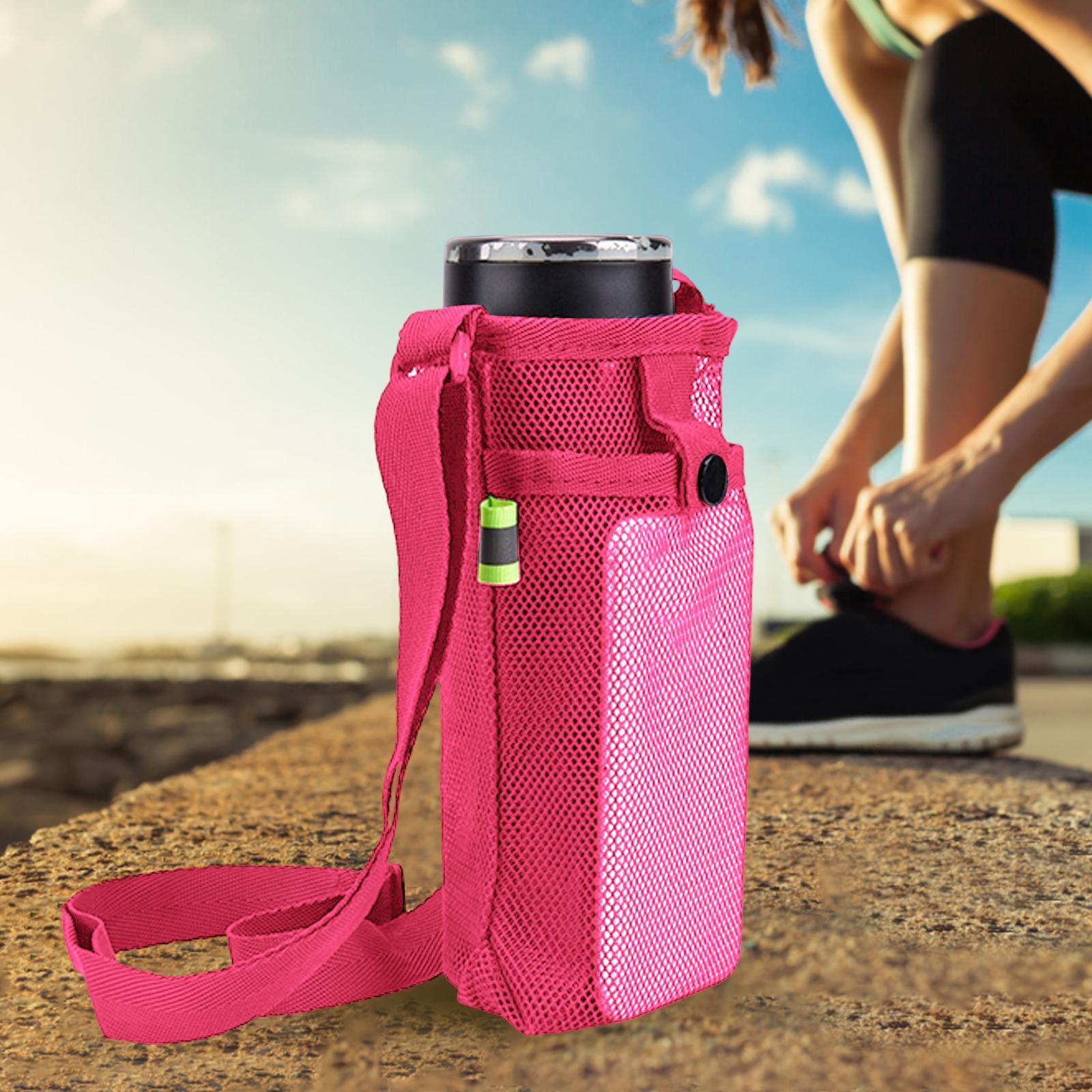 Water Bottle Carrier Bag Kettle Carrying Bag Pocket Mesh Bottle Holder Pouch Sling Case Sleeve for Hiking Travel Running Walking Gym