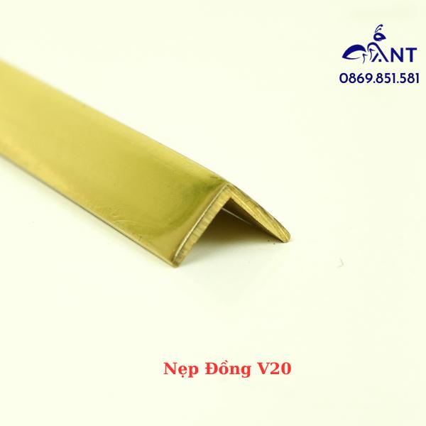 Nẹp Đồng V20, Nẹp đồng V, Nẹp đồng chống trơn, Nẹp ốp vách, nẹp ốp cầu thang, giá 1m