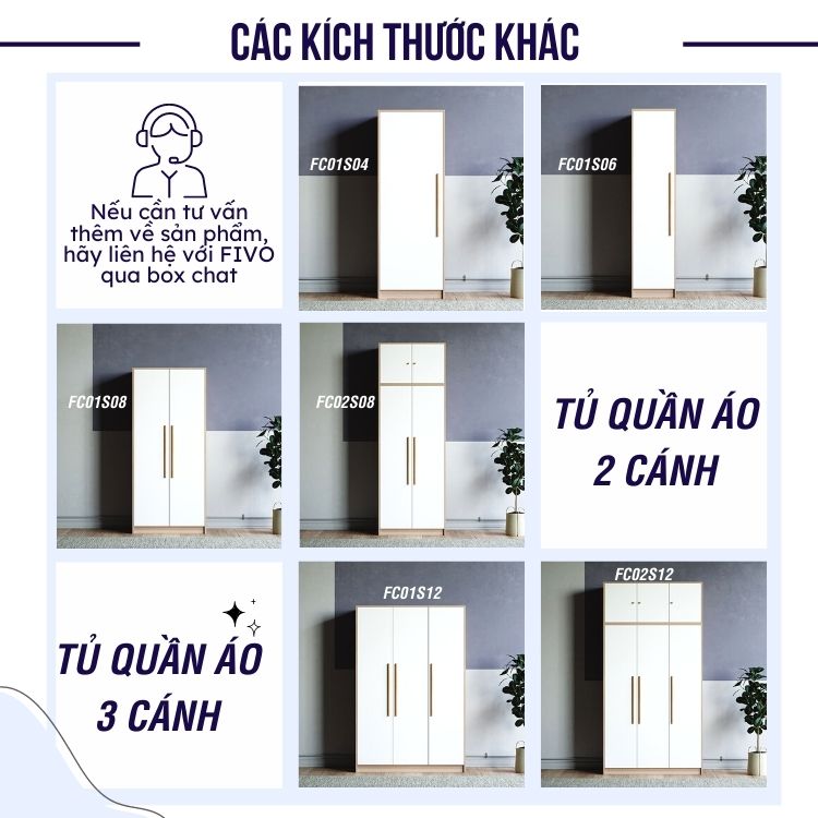 Tủ Quần Áo Gỗ MDF Lõi Xanh Chống Ẩm Dày 17mm FIVO FC01 Cửa Mở 4 Cánh Thiết Kế Nhiều Ngăn Ngang 1m6 Trả Góp 0% - Chính Hãng