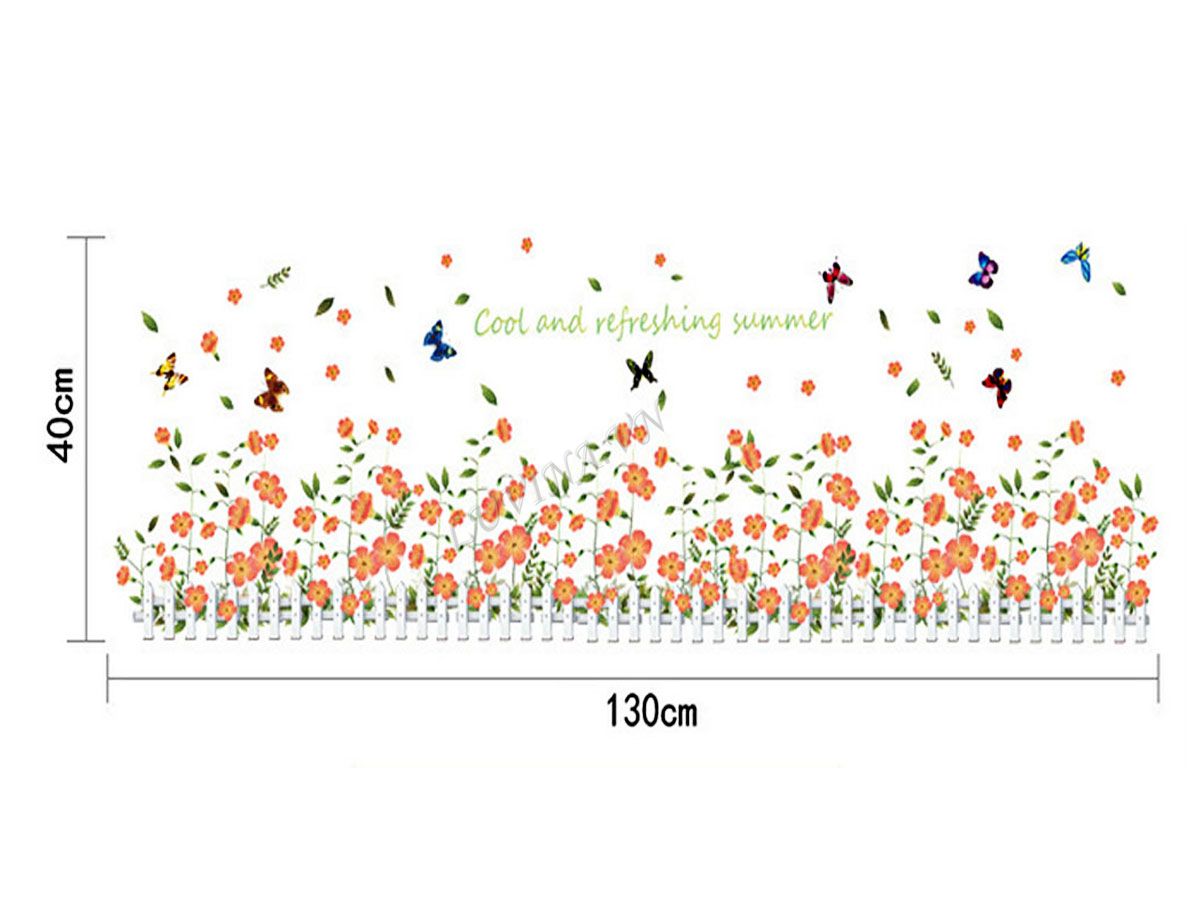 decal dán tường chân rào hoa ly ti màu cam đẹp