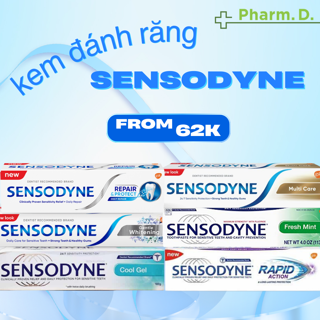[CHÍNH HÃNG] Kem Đánh Răng Sensodyne – Giảm Ê Buốt, Bảo Vệ Răng Nhạy Cảm Hiệu Quả