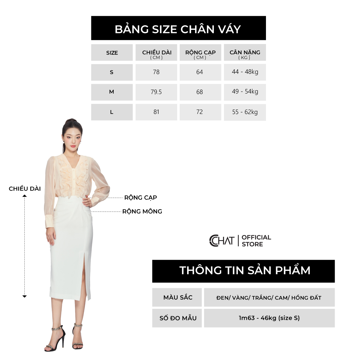 Chân Váy  Bút Chì Xếp Cạp Dáng Ôm Chất Tuytsi Cao Cấp Mềm Mịn 13CDS2014OT