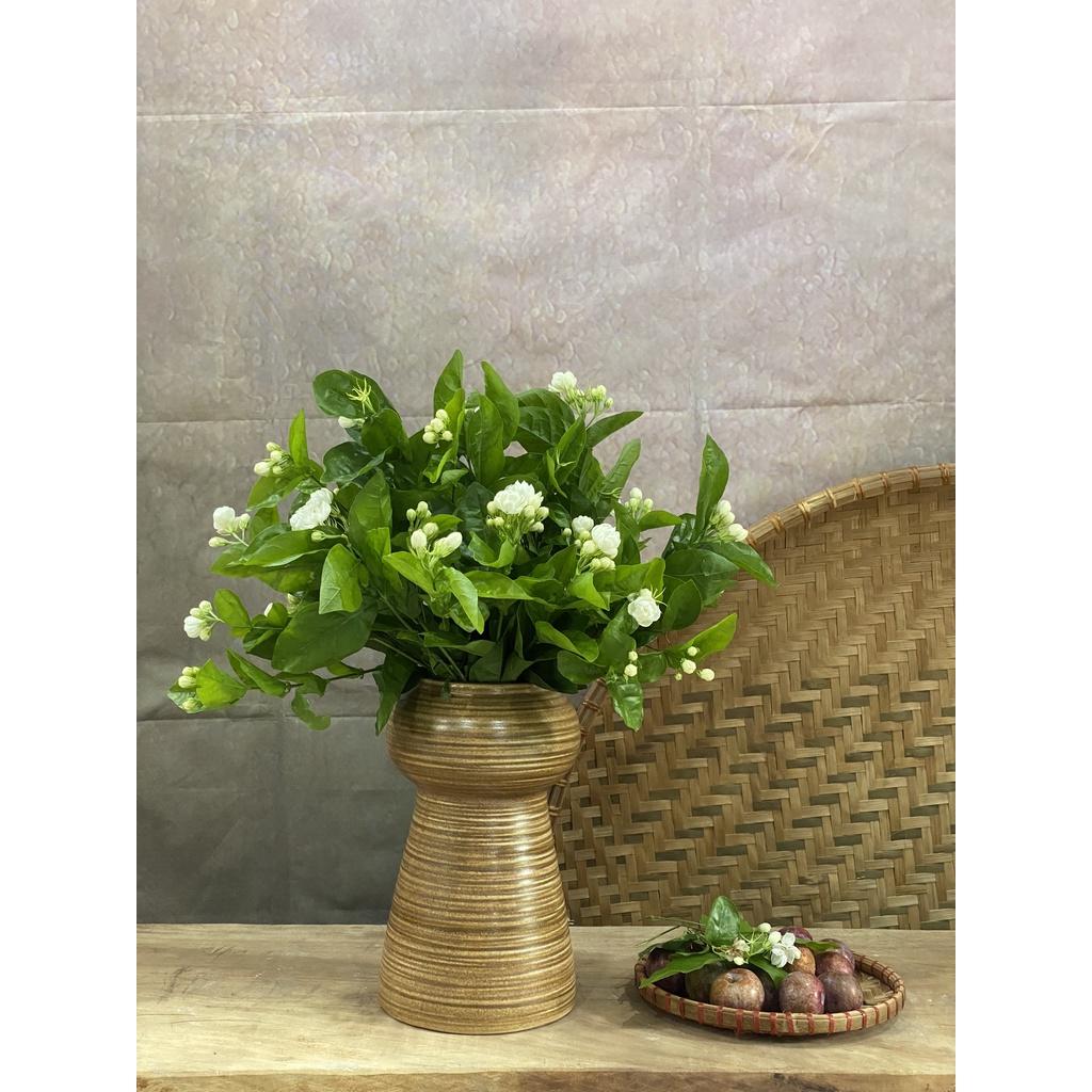 Lọ hoa gốm Bát Tràng cao cấp 25 cm - Bình hoa decor trang trí cỡ vừa - Men mộc