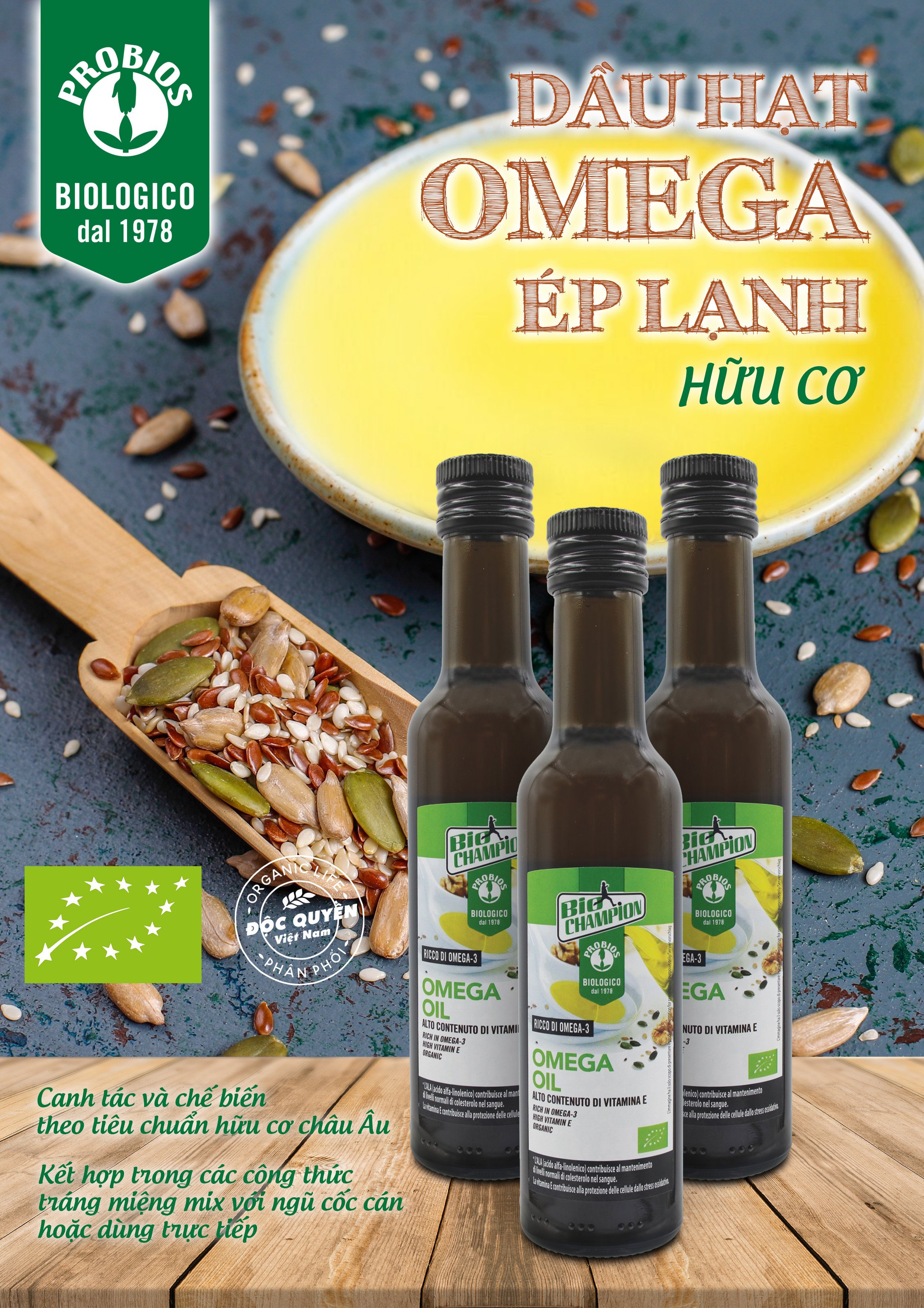 Dầu hạt Omega ép lạnh hữu cơ 250ml ProBios