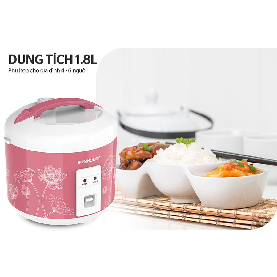 Nồi Cơm Điện Nắp Gài Sunhouse SHD8609 (1.8 Lít) - Hàng chính hãng