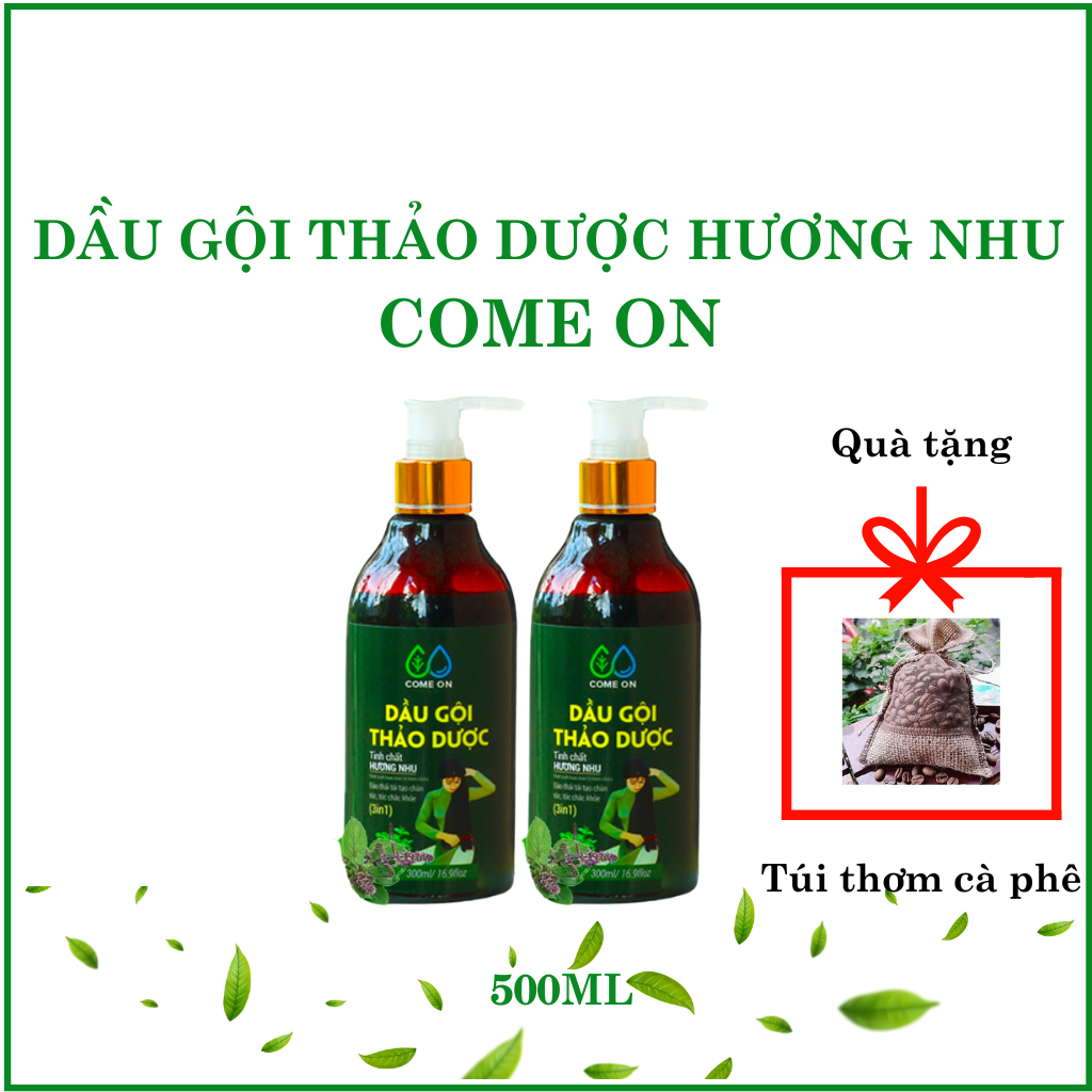 Dầu gội thảo dược hương nhu Come On chai 500ml, tặng túi thơm cà phê dầu gội thảo dược ngăn rụng tóc sạch gàu