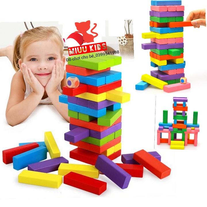 Đồ Chơi Rút Gỗ Màu -DOMINO -Tặng Xúc Xắc