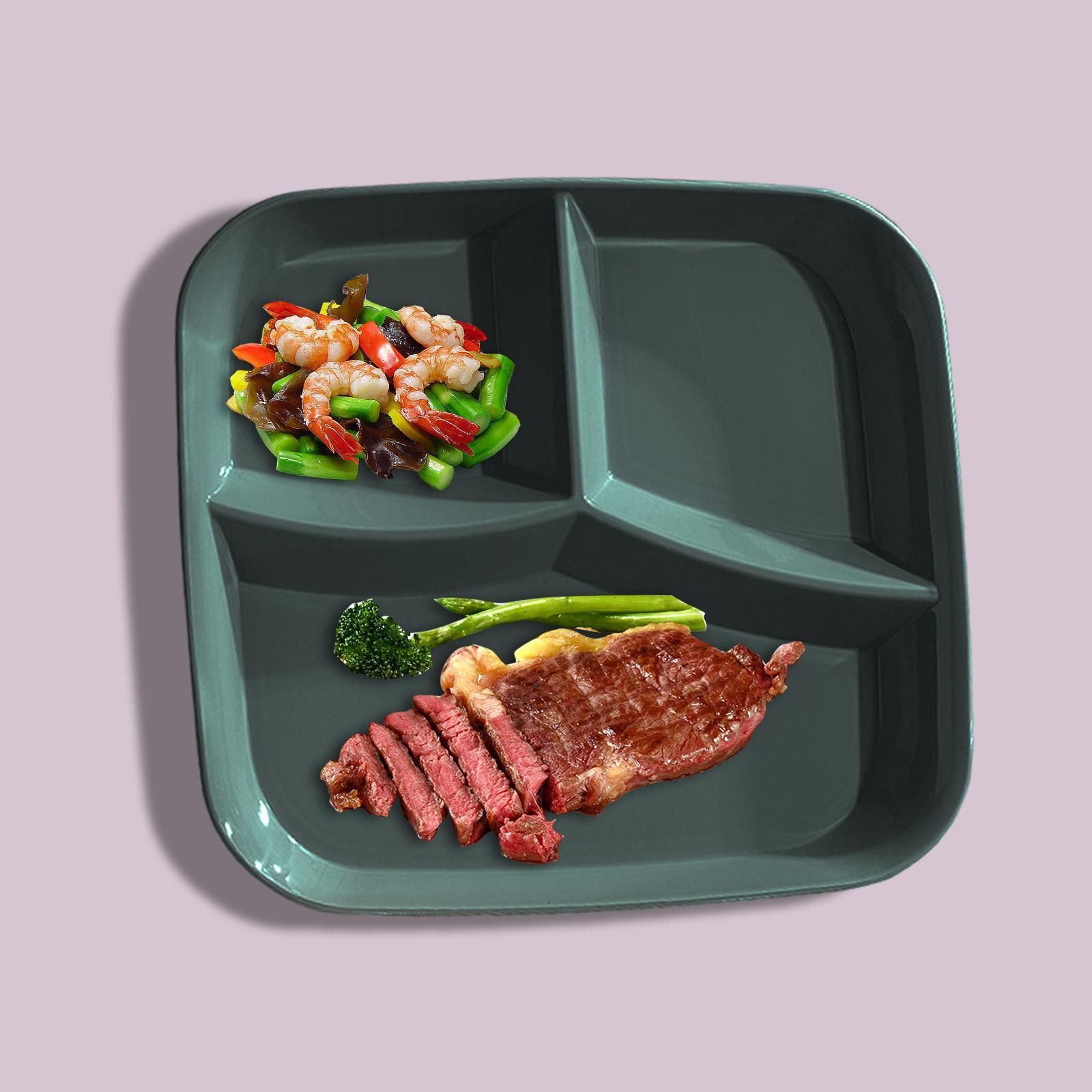 3-Compartment Plate Food Dish Diet Food Control for Restaurant Kitchen