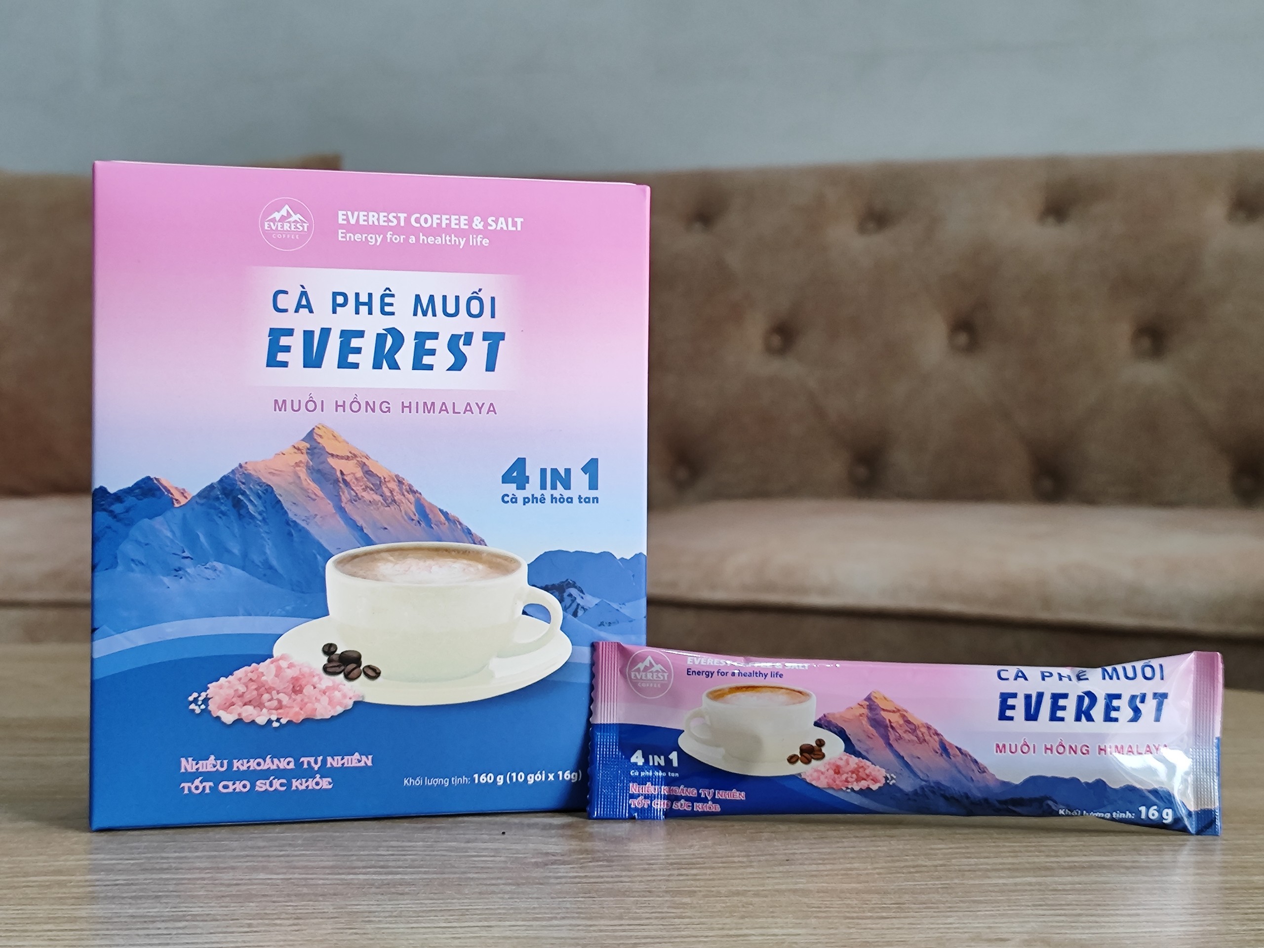 Cà Phê Hòa Tan Muối Hồng HIMALAYA 4in1 EVEREST COFFEES . Tốt Sức Khỏe, Nhiều Khoáng Chất. Tiêu Chuẩn FDA Hoa Kỳ