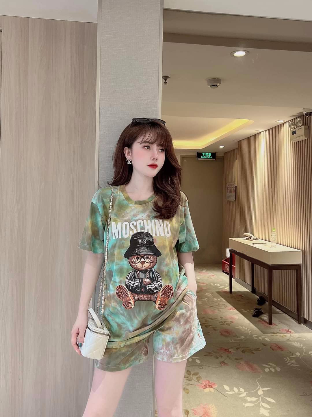 Đồ bộ thun lạnh form rọng in hình gấu 3D loang màu (3 màu 4 size lựa chọn