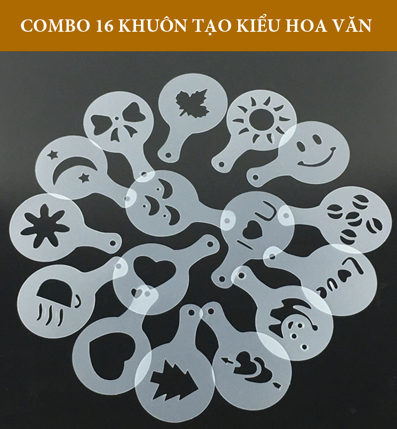 Bộ 16 Khuôn Mẫu Tạo Hình Cafe Capuchino