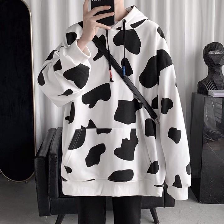 Áo khoác bò sữa nỉ bông dày dặn hàng quảng châu form rộng unisex áo khoác zip BÒ SỮA