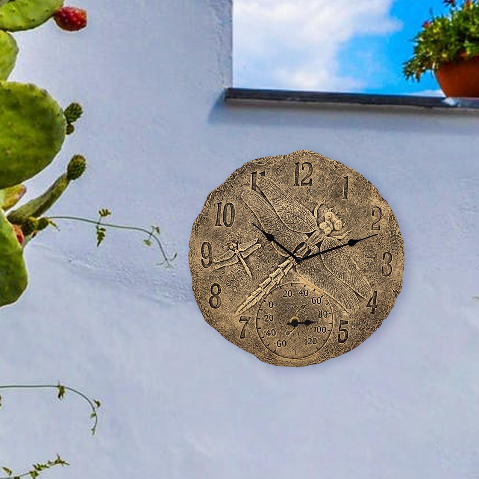 12inch Wall Clock Waterproof Indoor Outdoor with Temperature Display