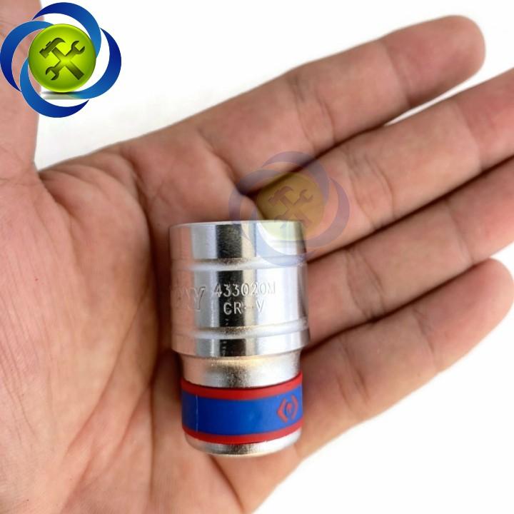 Tuýp 20mm 1/2 Kingtony 433020M 12 cạnh màu trắng dài 38mm