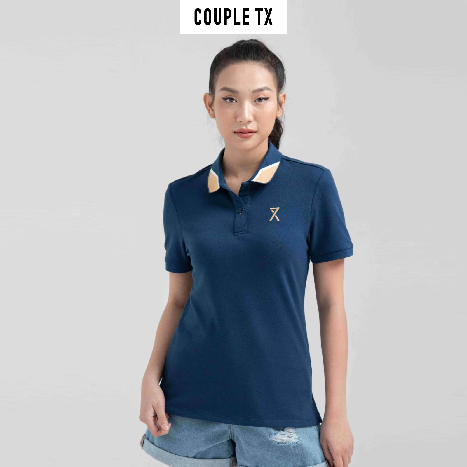 COUPLE TX - Áo Polo Nữ Pique Slim Fit Phối Bo Cổ WPO 2024