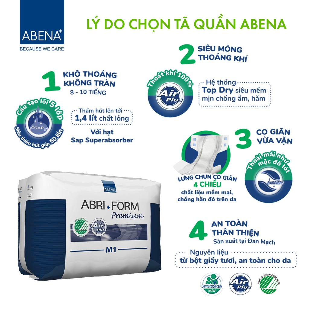 Combo 6 bịch tã quần người lớn Abena Abri Flex Fremium - Nhập khẩu Đan Mạch (Gói 14 miếng)