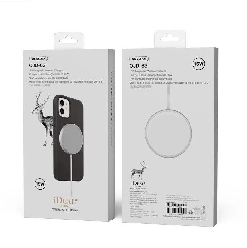 Đé Sạc Không Dây Từ Tính WK DESIGN 15W Dành Cho Tất Cả Series iPhone 12 - Hỗ Trợ Tốt Cho iPhone 8/8Plus -&gt; 11Pro Max Và Các Dòng Samsung, Huawei Có Hỗ Trợ Sạc Không Dây Qi - Hàng Nhập Khẩu