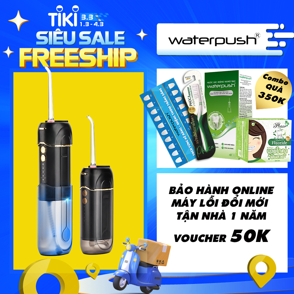 Máy Tăm Nước Du Lịch Cao Cấp WaterPush CY-1904 Black-Siêu nhỏ gọn-1 đổi 1 Online trong 12 tháng