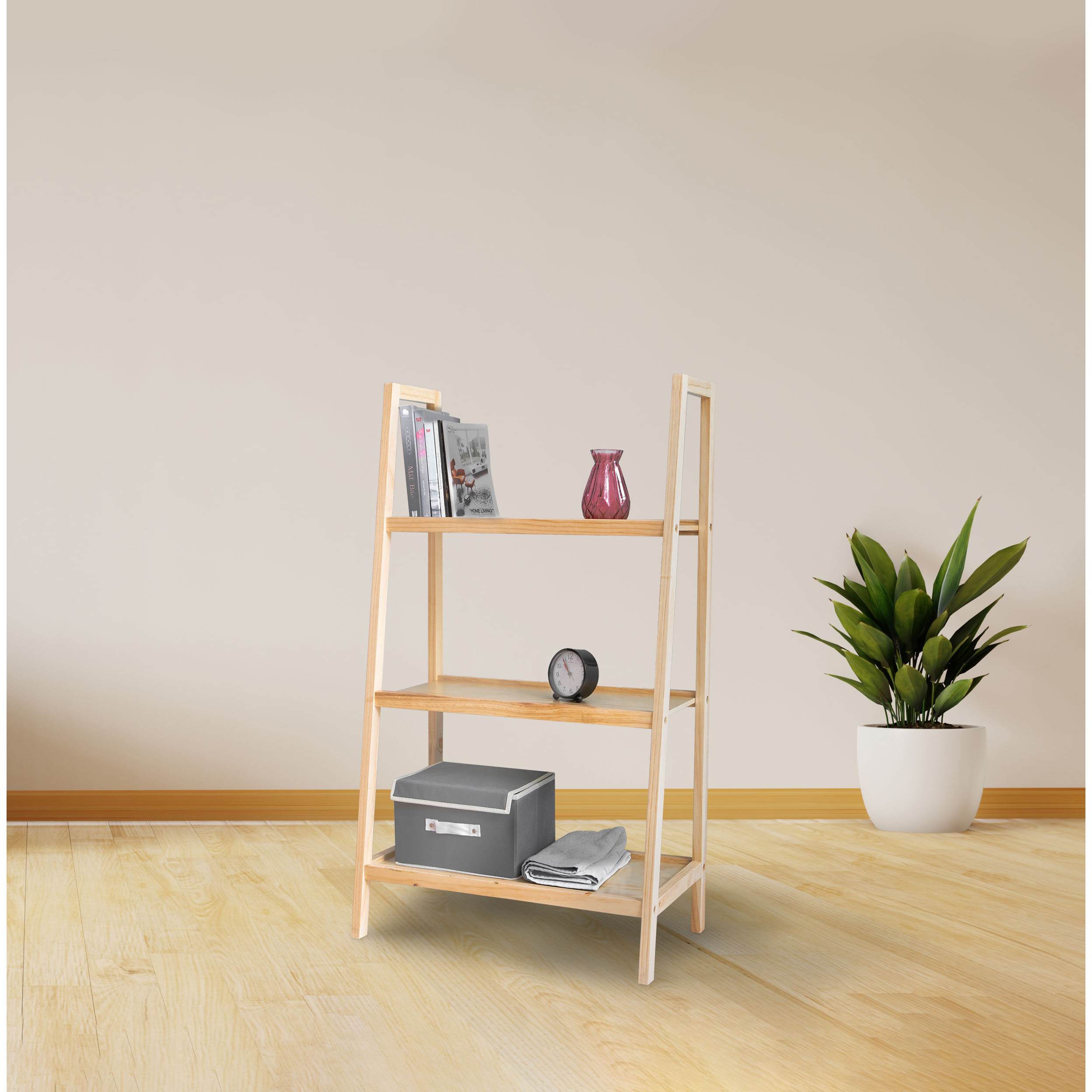 KỆ SÁCH 3 TẦNG MÀU GỖ TỰ NHIÊN SIZE L - A BOOK SHELF 3F NATURAL SIZE L