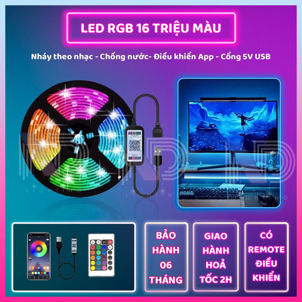 Đèn LED dây 5V dài 5m RGB 16 triệu màu điều khiển qua ĐIỆN THOẠI - CHỐNG NƯỚC IP65 - NHÁY THEO NHẠC kết nối bằng USB