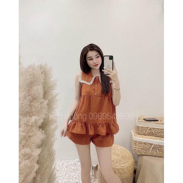 Sét đùi cổ xòe lai bèo cực nữ tính kèm hình thật