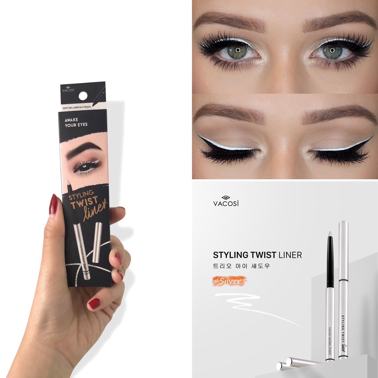 Chì Vặn Kẻ Mắt Dạng Sáp Vacosi Natural Studio Styling Twist Liner (Silver)