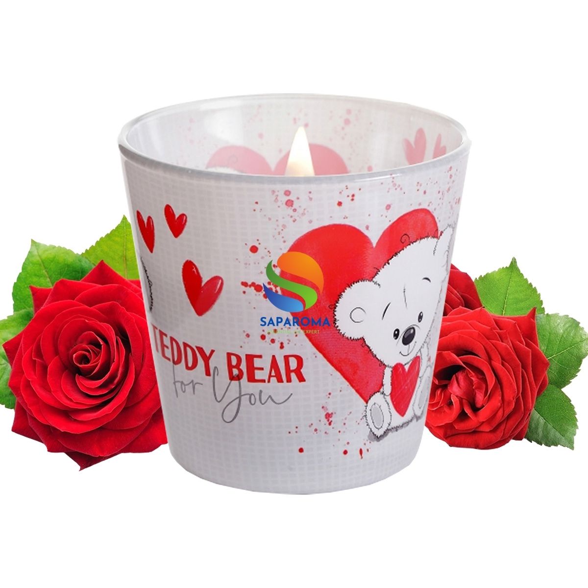 Ly nến thơm tinh dầu Bartek Teddy Bear 115g QT8857 - hương hoa hồng, nến trang trí, thơm phòng, thư giãn, hỗ trợ khử mùi (giao mẫu ngẫu nhiên)