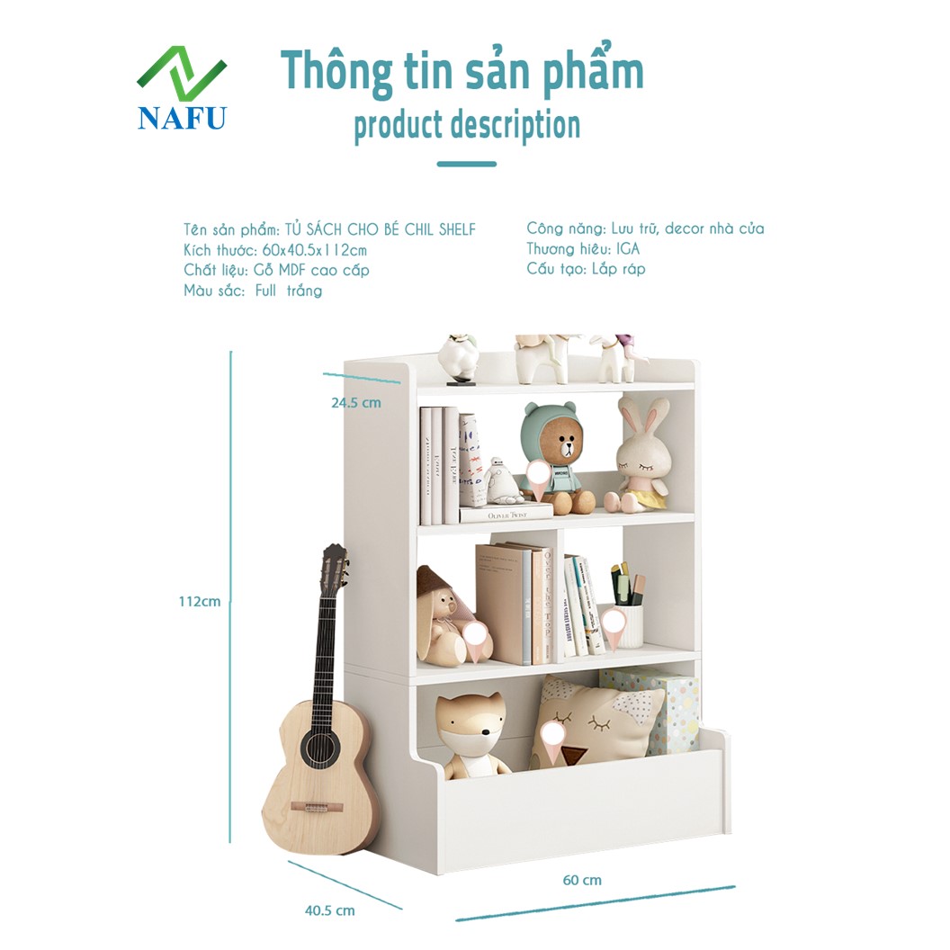 Kệ Sách Cho Bé Chil Shelf, Tủ Để Đồ Chơi Cho Bé Nhỏ Gọn, An Toàn Thân Thiện Tiện Lợi GP158