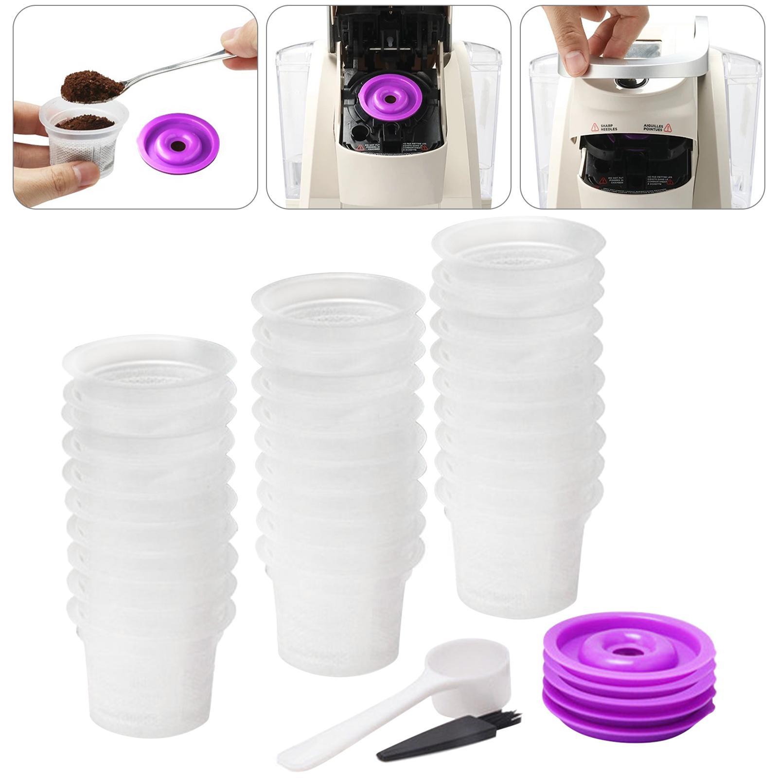 50x Coffee Filter Cups Acceesory Replacement with 5Pcs Lids for Kitchen Cafe