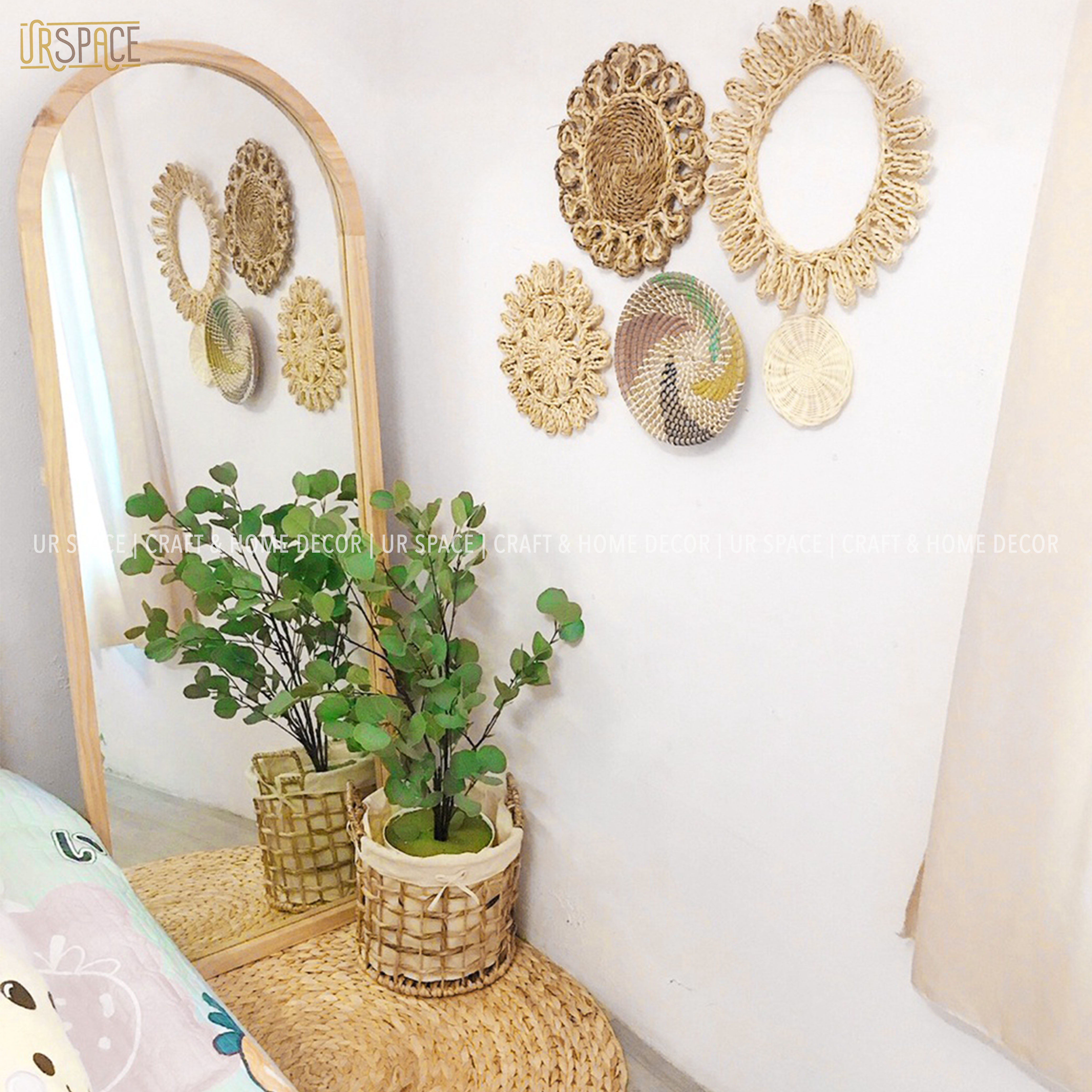 Sọt lục bình tròn URSPACE đựng quần áo, đồ chơi, trồng cây, decor trang trí /