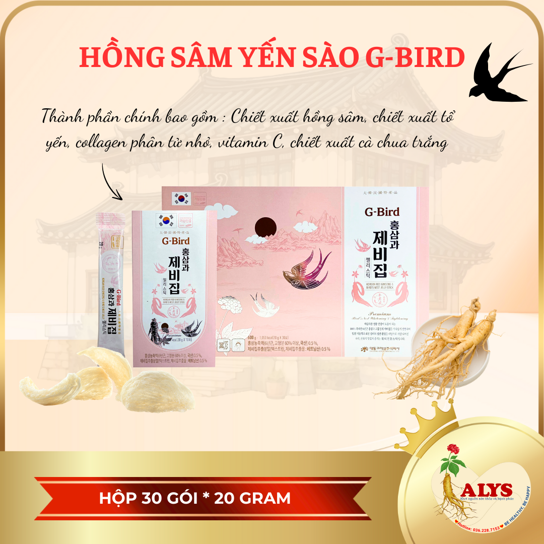 HỒNG SÂM YẾN SÀO G-BIRD DEADONG ( Hộp 20g x 30 stick Dạng Thạch)